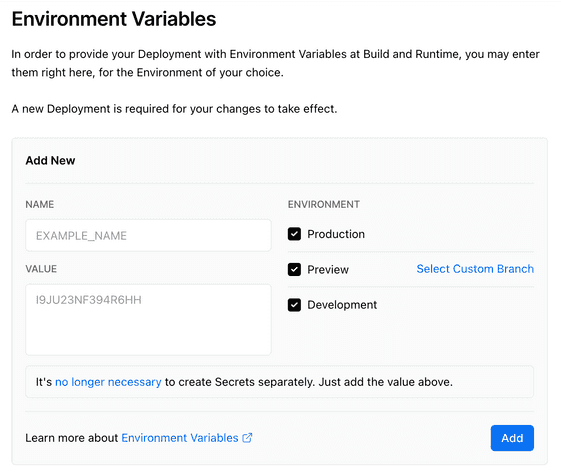 vercel environment variables